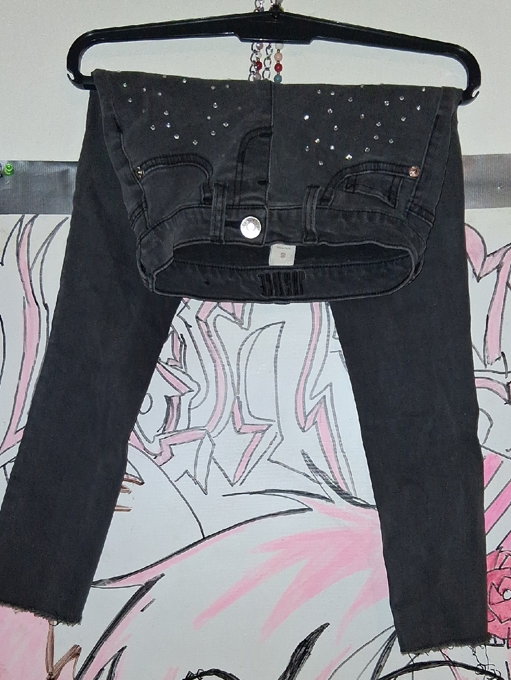 Justice Black Skinny Jeans with Stud Accents